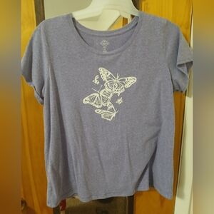 Purple T-Shirt with Butterfly Design